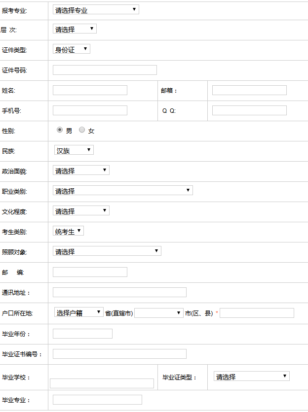 云南省成人高考報(bào)名