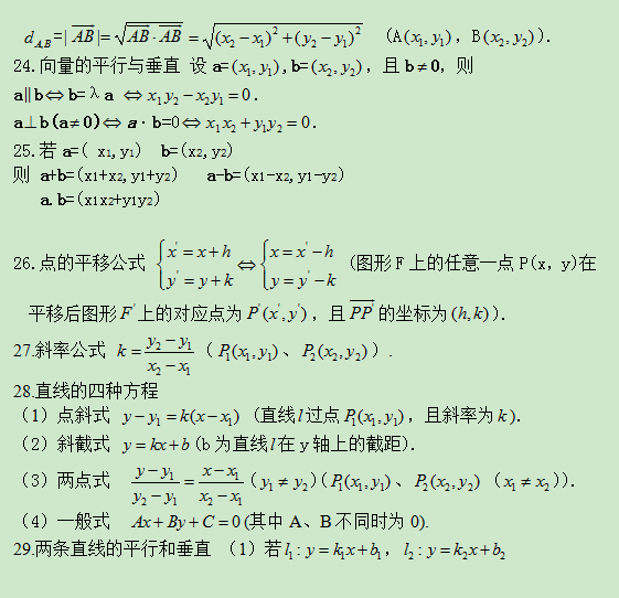 成人高考大專數(shù)學(xué)公式